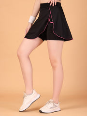 Women’s Black Waist Skirt with Built-in Shorts & Hidden Pocket – Stretch, Breathable & Anti-Chafe