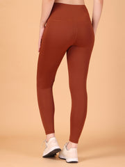 CUKOO High Waist Rust Brown Workout Leggings for women with Hidden Back Pocket – Stretch & Breathable Athleisure Tights