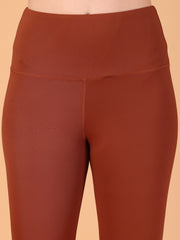 CUKOO High Waist Rust Brown Workout Leggings for women with Hidden Back Pocket – Stretch & Breathable Athleisure Tights