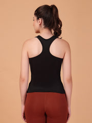 CUKOO Black Padded Racerback Tank Top for women – Stretch, Breathable & Second-Skin Fit