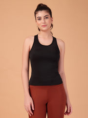 CUKOO Black Padded Racerback Tank Top for women – Stretch, Breathable & Second-Skin Fit