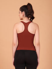 CUKOO Cocoa brown Padded Racerback Tank Top for women – Stretch, Breathable & Second-Skin Fit