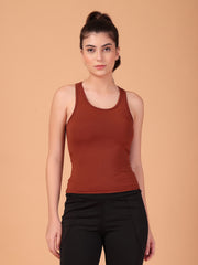CUKOO Cocoa brown Padded Racerback Tank Top for women – Stretch, Breathable & Second-Skin Fit