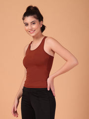 CUKOO Cocoa brown Padded Racerback Tank Top for women – Stretch, Breathable & Second-Skin Fit