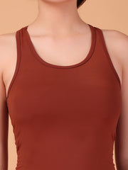 CUKOO Cocoa brown Padded Racerback Tank Top for women – Stretch, Breathable & Second-Skin Fit