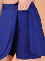 Women’s Royal Blue High Waist Skirt with Built-in Shorts & Hidden Pocket – Stretch, Breathable & Anti-Chafe