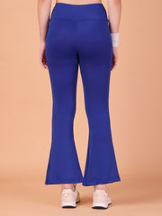 CUKOO High Waist Royal Blue Flared Workout Leggings for women with Side Pockets – Stretch & Breathable Athleisure Pants