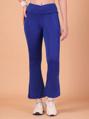 CUKOO High Waist Royal Blue Flared Workout Leggings for women with Side Pockets – Stretch & Breathable Athleisure Pants