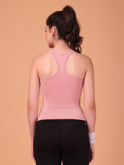 CUKOO Beige Padded Racerback Tank Top for women – Stretch, Breathable & Second-Skin Fit