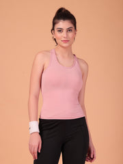 CUKOO Beige Padded Racerback Tank Top for women – Stretch, Breathable & Second-Skin Fit