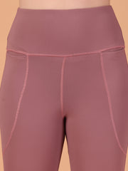 CUKOO Mauve High Waist Capri, Workout 3/4 Leggings for women with Pockets – Soft, Stretch & Anti-Chafe