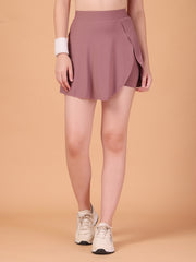 Women’s Mauve High Waist Skirt with Built-in Shorts & Hidden Pocket – Stretch, Breathable & Anti-Chafe