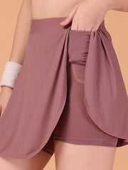 Women’s Mauve High Waist Skirt with Built-in Shorts & Hidden Pocket – Stretch, Breathable & Anti-Chafe