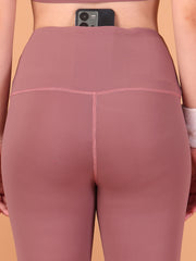 CUKOO High Waist Dusty Rose Workout Leggings for women with Hidden Back Pocket – Stretch & Breathable Athleisure Tights