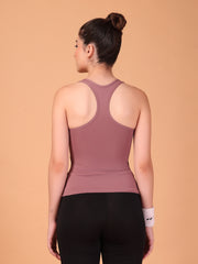 CUKOO Mauve Padded Racerback Tank Top for women – Stretch, Breathable & Second-Skin Fit