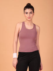 CUKOO Mauve Padded Racerback Tank Top for women – Stretch, Breathable & Second-Skin Fit
