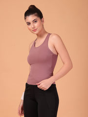 CUKOO Mauve Padded Racerback Tank Top for women – Stretch, Breathable & Second-Skin Fit