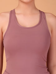 CUKOO Mauve Padded Racerback Tank Top for women – Stretch, Breathable & Second-Skin Fit