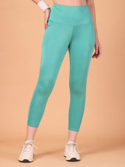 CUKOO High Waist Mint Green Workout Leggings for women with Side Pockets – Breathable Stretch Athleisure Tights