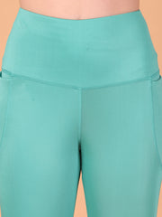 CUKOO High Waist Mint Green Workout Leggings for women with Side Pockets – Breathable Stretch Athleisure Tights