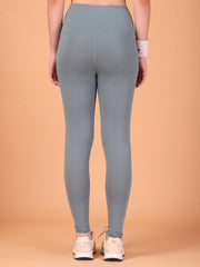 CUKOO High Waist Slate Grey Workout Leggings for women with Hidden Back Pocket – Stretch & Breathable Athleisure Tights
