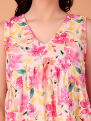 Flora Printed Double-Georgette MIni-Dress