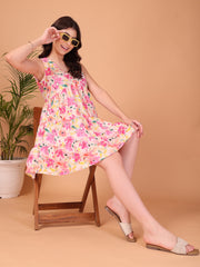 Flora Printed Double-Georgette MIni-Dress