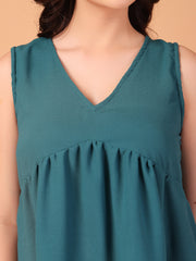 Teal Double-Georgette Mini Dress