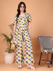 Geometric Printed Double Georgette Jumpsuit