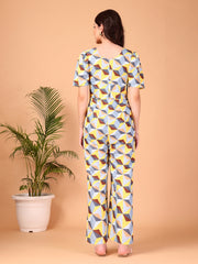 Geometric Printed Double Georgette Jumpsuit