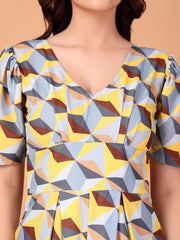 Geometric Printed Double Georgette Jumpsuit