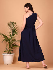 Midnight Muse Double Georgette One-Shoulder Maxi Dress