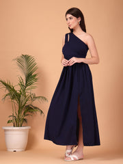 Midnight Muse Double Georgette One-Shoulder Maxi Dress
