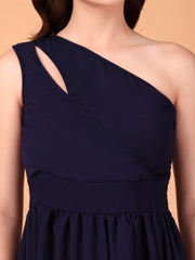 Midnight Muse Double Georgette One-Shoulder Maxi Dress