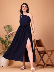 Midnight Muse Double Georgette One-Shoulder Maxi Dress