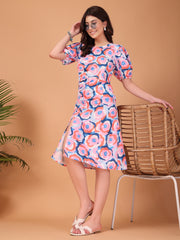 Multi-color Printed Double Georgette Dress
