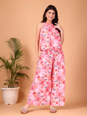 Floral Printed Double Georgette Two-Piece Co-ord Set