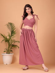 Mauve Muse double-Georgette Co-ord Set