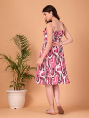 Pink Abstract printed Double Georgette Two-Piece Co-ord Set