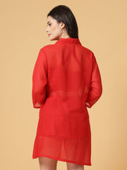 CUKOO Red Sheer Cover-Up (Only Sarong)