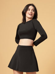 CUKOO Padded Full Sleeve Black Two-Piece Swimwear