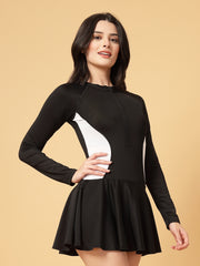 CUKOO Padded Black & White Flared Swimsuit