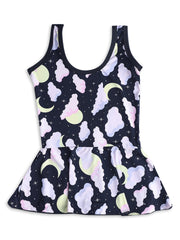 CUKOO Girls Multicolor Rainbow Print Swimsuit