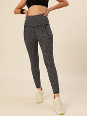 CUKOO Black Dotted Print Legging/Yoga Pant