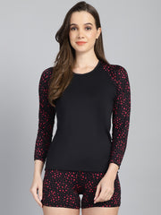 CUKOO Black Printed Two piece Swim set