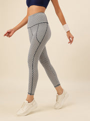 CUKOO White Black Geometric Print Legging/Yoga Pant