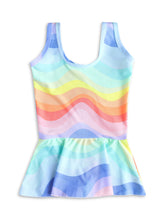 CUKOO Girls Multicolor Rainbow Print Swimsuit