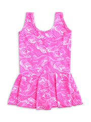 CUKOO Girls Pink Abstract Print Swimsuit