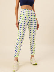 Cukoo White Abstract Print Legging/Yoga Pant