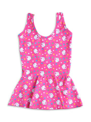 CUKOO Girls Pink Kitty Print Swimsuit